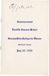 Commencement Program 1929 July by GCSU Special Collections