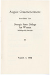 Commencement Program 1954 August by GCSU Special Collections